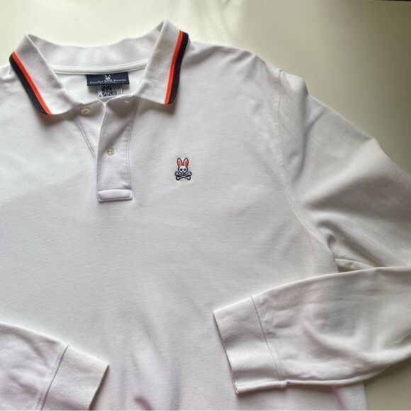 Psycho Bunny Mens size UK - 6 US - LARGE Mens Long Sleeve Classic Polo Pima - Picture 1 of 12